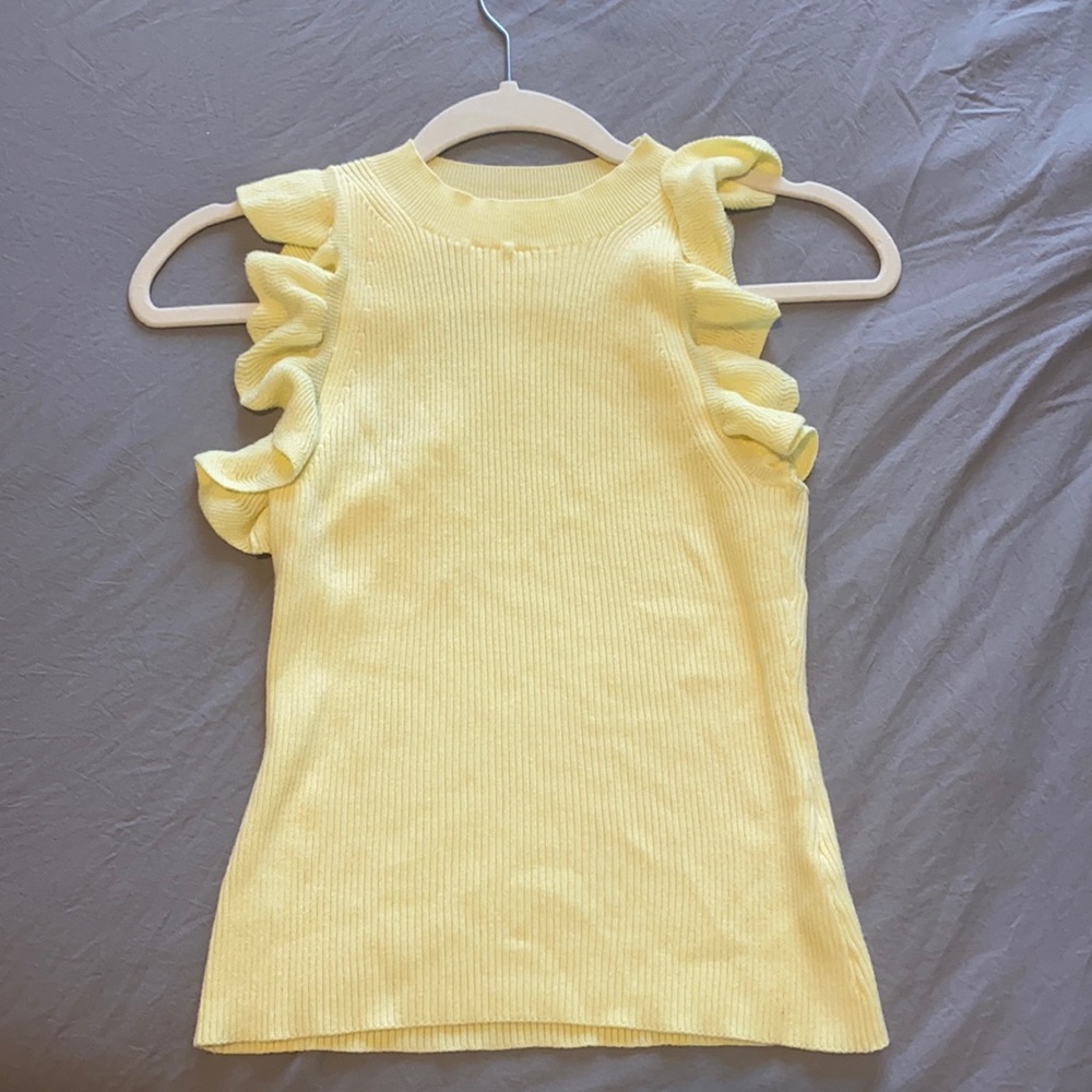 H&M ruffle tank top, yellow, XS